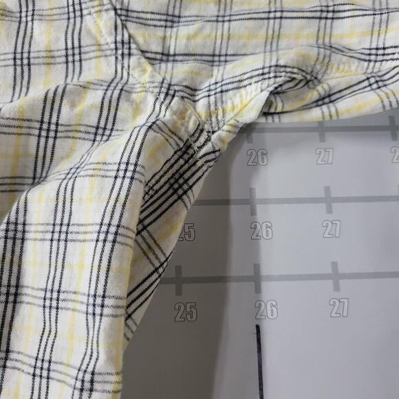 Vintage 90s Reebok Golf Shirt Mens XL White Yellow Plaid Long Sleeve Button Up - Picture 7 of 8